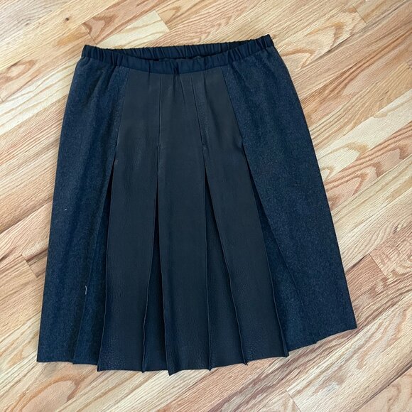Ter et Bantine wool and leather pleated skirt - Picture 1 of 8